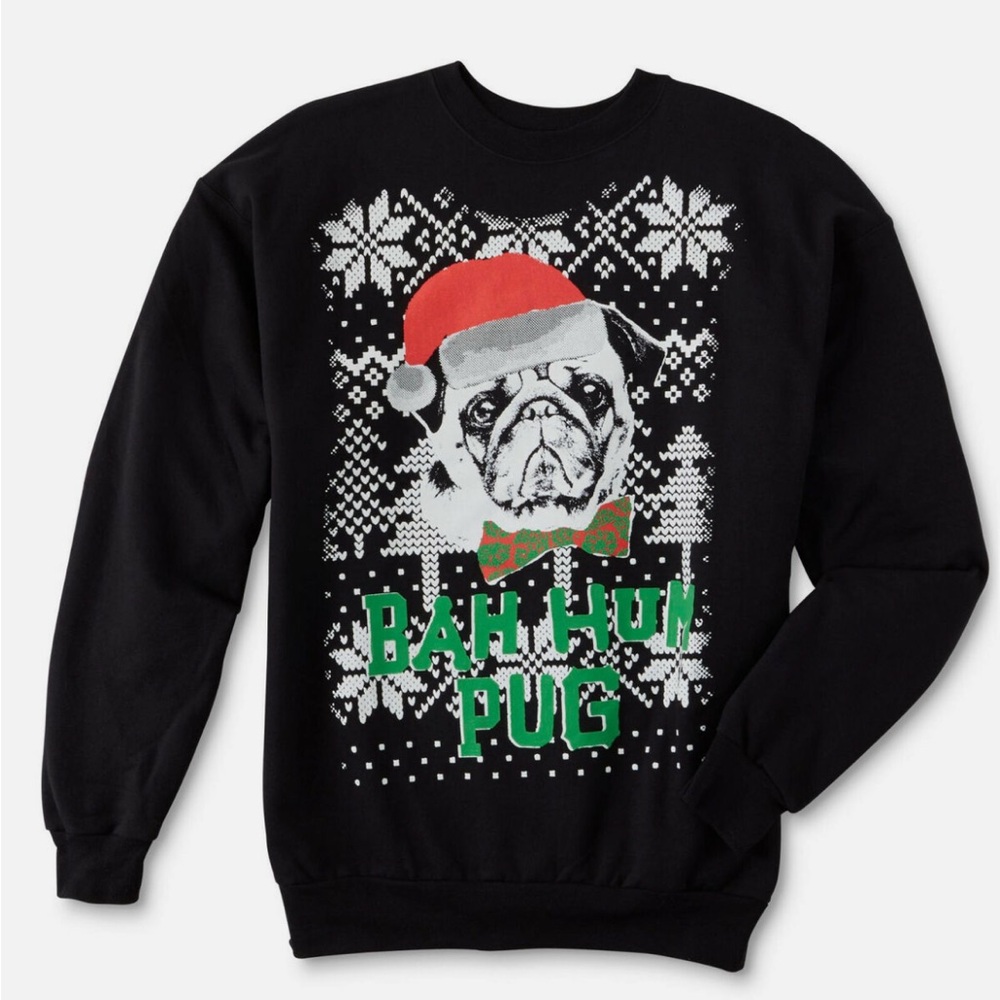 Holiday Dog Sweatshirt “Bah Hum Pug”